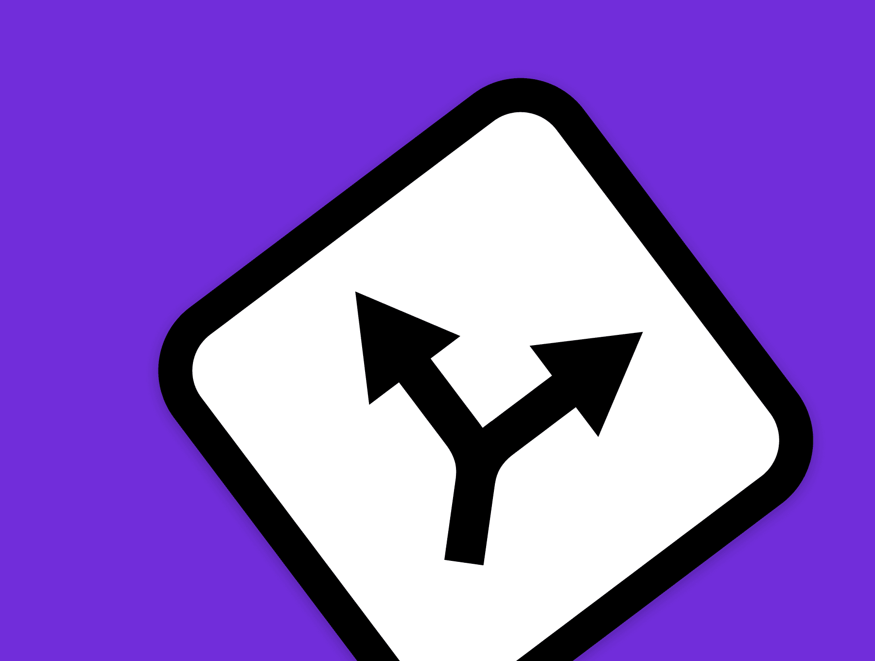 A fake road sign for a road that splits off into different directions